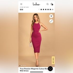 Lulus True Passion Magenta Cutout Bodycon Midi Dress | Large
